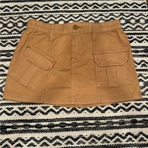 BDG Tan Cargo Mini Skirt with Front Patch Pockets